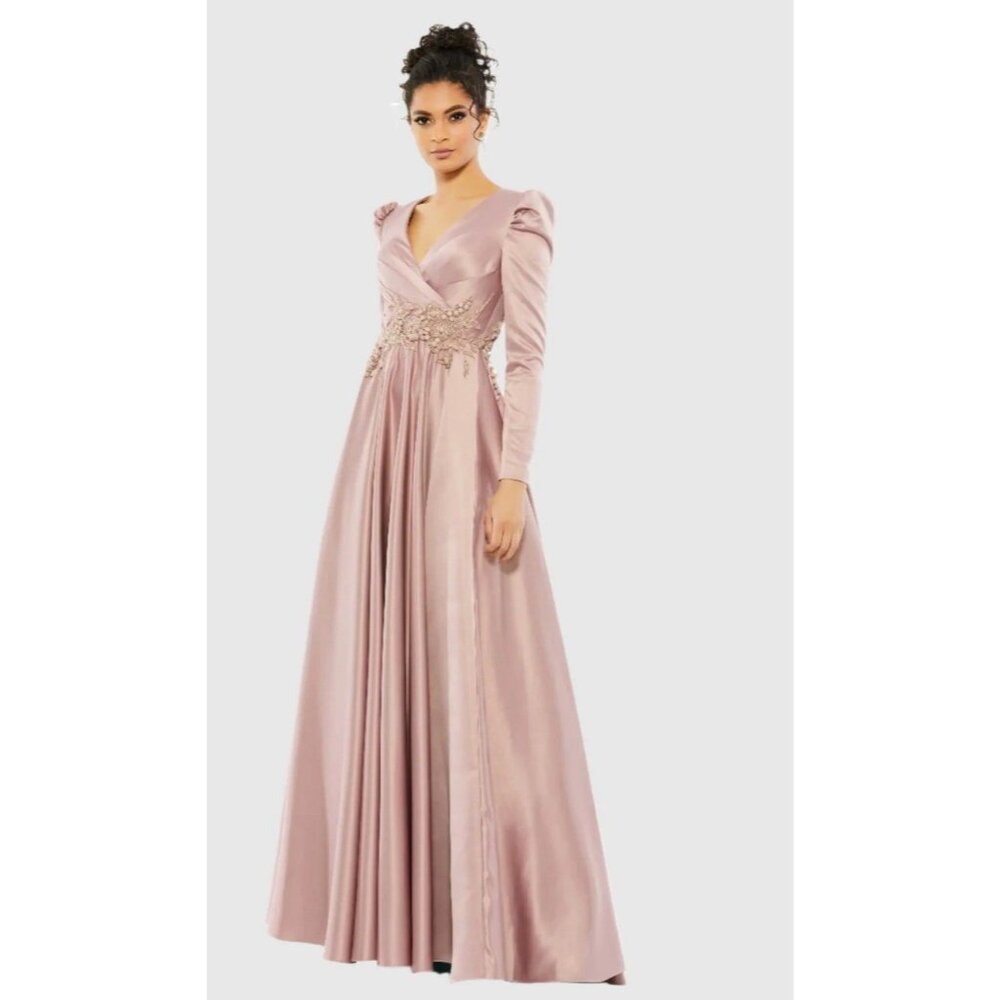 Mac Duggal Gown Dress Womens Size 18 Pink Embellished Long Sleeve‎ 11221